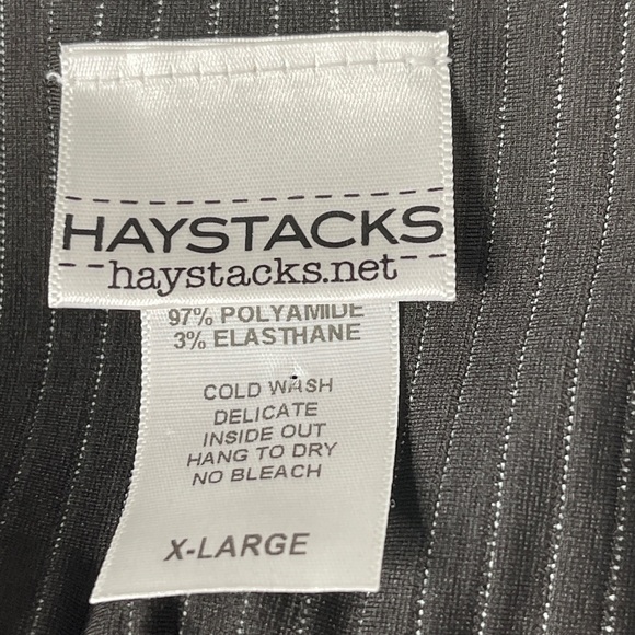 Haystack A-Line Lettuce Edge Striped Black White Skirt Made in USA - Picture 4 of 4